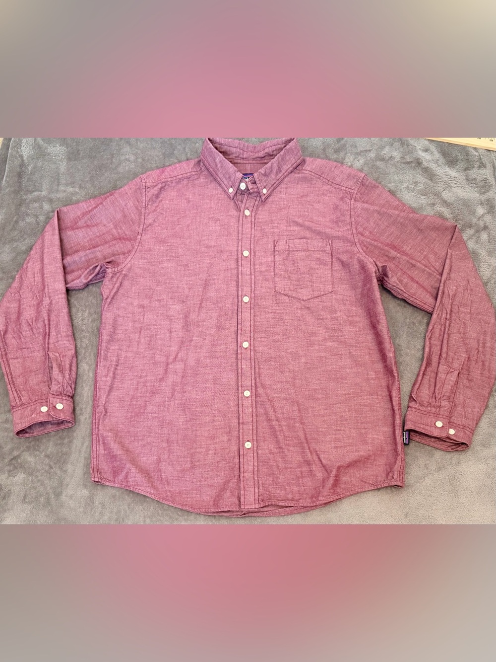 Patagonia - Chambray Drumfire Red - Men's Long Sleeve Button-Down Shirt